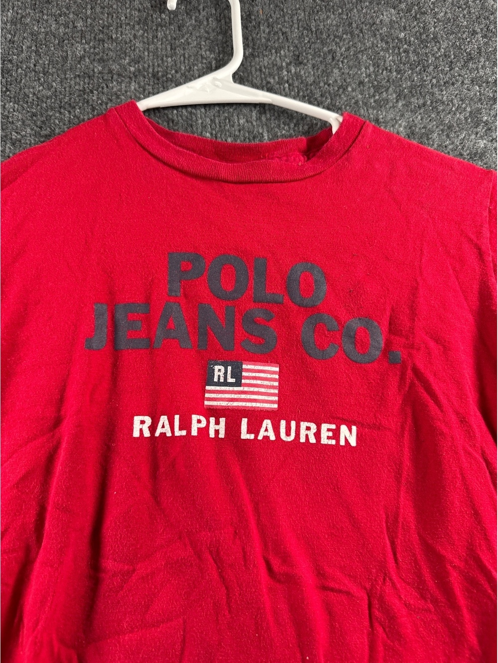 Polo Jeans Co Ralph Lauren Kids Red Logo Graphic T Shirt Cotton Size 7